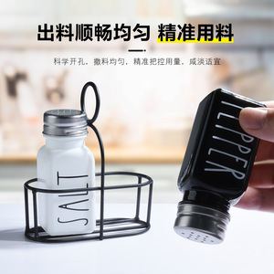 Set di <span class=keywords><strong>sale</strong></span> e pepe in vetro con supporto-arredamento da cucina moderna per tavolo da <span class=keywords><strong>pranzo</strong></span>, accessori da banco e uso ristorante - Product Image 2