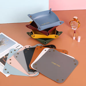 Bandeja de almacenamiento de cuero nórdico, organizador de escritorio plegable para joyería, cosméticos, llaves, soporte multifuncional para entrada del hogar - Product Image 5
