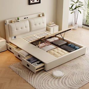 <span class=keywords><strong>Lit</strong></span> capitonné de luxe <span class=keywords><strong>avec</strong></span> tiroirs de rangement, design moderne et minimaliste, tête de <span class=keywords><strong>lit</strong></span> haute densité, ensemble de meubles pour chambre à coucher - Product Image 6