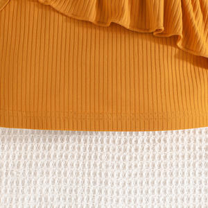 Set Estivo per Bambine, Moda Casual, Nuovo Top con Spalline Arricciato a Righe e Pantaloni a Zampa a Righe, Completo 2 Pezzi - Product Image 4