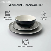 Vente en gros de vaisselle en céramique de style américain moderne, écologique, blanche et noire, assiettes et bols en porcelaine brillante, restaurant, hôtel