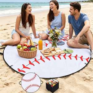 2 in 1 Baseball Picnic Large Waterproof <b>Foldable</b> Outdoor Mat Sand Proof <b>Beach</b> Camping Blanket for Sporting Events Travel - Product Image 1