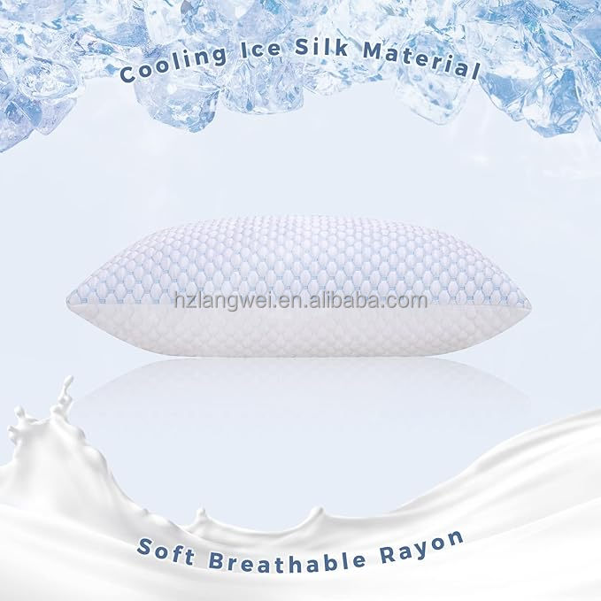 Cooling Ice Silk Pillow With Adjustable Memory Foam for Neck Support Soft Breathable Washable <strong>Sleep</strong> Pillow for Comfort