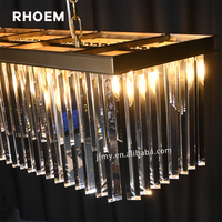Lustre Rectangulaire RHOEM Rhys en Cristal K9 pour Salon, Villa, Décoration d'Éclairage de Luxe, Éclairage Domestique