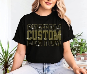 Fantastique Premium Qualité Usine En Gros <span class=keywords><strong>Strass</strong></span> Lettre et Mots Noir <span class=keywords><strong>T</strong></span>-<span class=keywords><strong>shirt</strong></span> Sur Mesure - Product Image 4