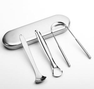 Juego de limpiadores de lengua chapados en cobre de grado médico, <span class=keywords><strong>Kit</strong></span> de rascador de lengua de acero inoxidable 304 con estuche de viaje, venta al por mayor de fábrica - Product Image 4