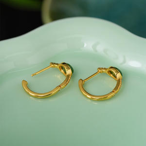 Aimgal - Pendientes Ovalados de Jade Hetian Vintage, Diseño de Aro Simple y Elegante, con Circonita 5A, Chapados en Oro de 18K, <span class=keywords><strong>Plata</strong></span> S925, Joyería Fina - Product Image 5