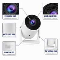 Mini projecteur LCD à courte focale 1080P LED portable 50 ANSI Lumens, rapport de contraste 800:1, rapport 0.6, 0.35, 2.4 mètres, idéal pour chambre à coucher