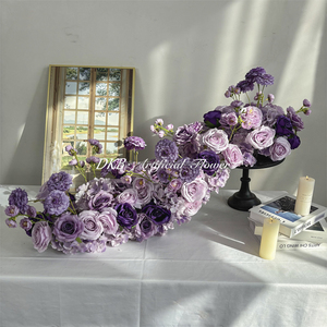 DKB Wholesale Artificial Wedding Flowers Table Runner Aisle Runner Multi-Colour Rose Silk Cloth Handmade Mother's Day Christmas - Product Image 1