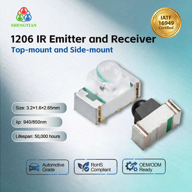 1206 IR LED Emitter Receiver Pair 850nm 940nm Top & Side View SMD, Phototransistor for Remote Control, OEM/ODM Factory