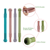 Anneau de dentition creux paille à mâcher sensorielle infantile tout-petits Mordedores sensoriales Tubes en silicone jouets de dentition cadeaux sans BPA