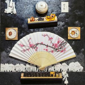 I AM YOUR FANS Japanese White Satin Floral Design Hand Fan Bamboo <b>Frame</b> Folk Art Carved Wedding Souvenirs - Product Image 3