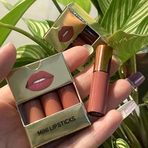 Regalo de Navidad 3 uds Mini Kit de lápiz labial Etiqueta Privada tapa dorada impermeable Venta caliente conjunto de lápiz labial para labios - Product Image 2