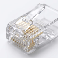 Conector RJ45 8P8C UTP, Cable de Red Sin Blindaje Cat5e Cat6, Cabeza de Cristal con Chapado en Oro