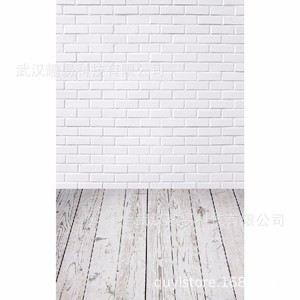 Toile de fond photographique mur de briques blanches avec sol en bois 1,5x2,1m pour studio, style nord-américain, fond imprimé non tissé - Product Image 3
