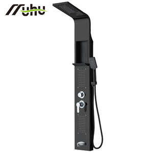 Ensemble de douche de <span class=keywords><strong>spa</strong></span> en acier inoxydable chromé de luxe SS304, système de panneau de douche haut de gamme avec commande par bouton, bec de robinet entièrement en laiton - Product Image 2