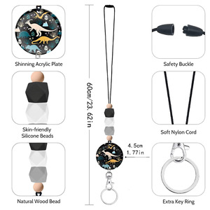 In-stock dinosaur <b>lanyards</b> <b>for</b> ID cards, badges, <b>keys</b>, and keychains; silicone beaded detachable <b>lanyards</b> <b>for</b> document and card - Product Image 5