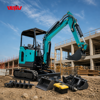 Mini-excavatrice agricole chenillée de 1, 1,7 et 2 tonnes, fabriquée en Chine, avec moteur japonais et transmission hydraulique à 360 degrés