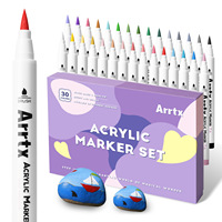 Marqueur acrylique Arrtx à pointe souple, violet absolu, lot de 30 couleurs, imperméable, opaque, séchage rapide, superposable, AACM-0530