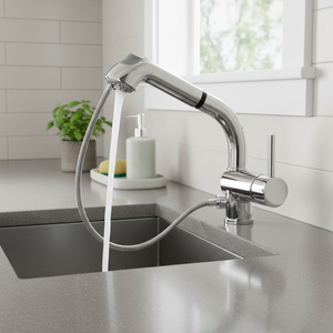 Mitigeur de lavabo PRS02 40 MM en laiton, à cartouche, moderne, monocommande, avec douchette économe en eau, et flexibles en acier inoxydable en spirale - Product Image 3