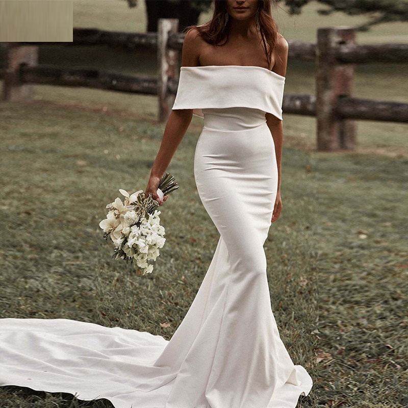 knee length dresses for ladies Sexy Mermaid Lace Short Sleeve Backless Wedding Dresses, FC1842  Dairy  Bridal
