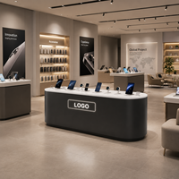 Table de présentation professionnelle robuste à LED, thermolaquée, durable, pour exposition en magasin, idéale pour la diffusion de marques de smartphones, écologique