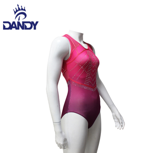 Thể dục dụng cụ thăng hoa không tay chặt chẽ hiệu suất Thanh Niên tùy chỉnh của bạn thích phong cách màu hồng leotards bodysuit cô gái với kim cương - Product Image 5