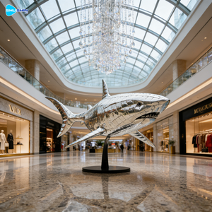 야외 맞춤형 현대식 광택 스테인리스 스틸 상어 조각품 (정원 및 가정 장식용) - Product Image 5