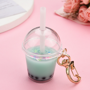 Acryl Nachtlicht Floating Bubble <span class=keywords><strong>Tea</strong></span> Schlüssel bund Niedlich Moving Liquid <span class=keywords><strong>Milk</strong></span> Tee tasse Schlüssel halter Tasche Anhänger Schlüssel anhänger - Product Image 4