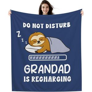 <b>Blue</b> Sloth Dad Recharging Flannel <b>Blanket</b> <b>Throw</b> <b>Blanket</b> Nap <b>Blanket</b> Machine Washable Fade Resistant for Bed Sofa Couch Wholesale - Product Image 2