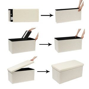 Repose-pieds moderne <span class=keywords><strong>pliable</strong></span> en tissu velours blanc pour salon, idéal pour appartement - Product Image 4
