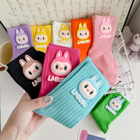 Chaussettes pour enfants les plus vendues Printemps-Automne, mi-mollet, pour garçons, filles et bébés, colorées, tendance, avec motifs de dessins animés, vente en gros