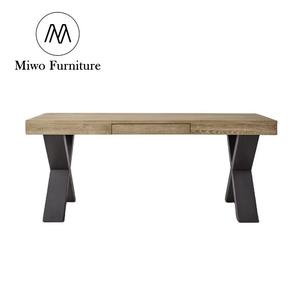 Bureau d'ordinateur rectangulaire au design moderne, mobilier nordique en bois naturel avec rangement et tiroirs, secrétaire - Product Image 6