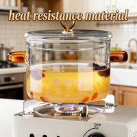 Articles pour la maison et la cuisine, verrerie écologique, fait main, pot de cuisson en verre borosilicate transparent de haute qualité avec couvercle et poignées ambrées