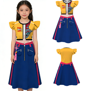 Vestito Gonna di Halloween per Bambine da Cacciatrice di Streghe con Maniche a Volant, Costumi per Bambini 100% Poliestere Stampa Digitale - Product Image 2