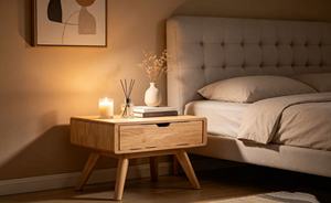 Premium Solid1 <b>Drawer</b> Nightstand, Minimalist Mid-Century Wooden Bedside <b>Table</b> for Bedroom - Product Image 4