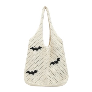 Bolso de Hombro Tejido con Diseño de Murciélagos de Halloween, Gran Capacidad, Estilo Vintage, Diseño Calado, Novedad 2026 - Product Image 1