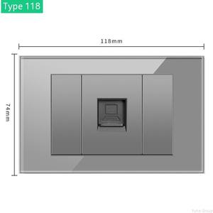เต้ารับสวิตช์สายเคเบิลแบบติดผนัง รุ่น 118 พร้อมแผงสัมผัสและกระจก สำหรับทีวีและคอมพิวเตอร์ในบ้าน ใช้ได้กับทุกยี่ห้อ - Product Image 4