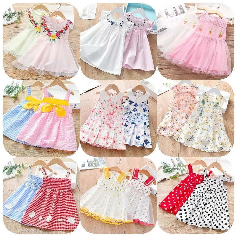 Summer wholesale girls baby dresses children's clothing birthday parties Chinese short chiffon round neckline