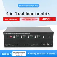 Matrice de commutation HD 4K60Hz Hardrock Metal quatre entrées-quatre sorties pour contrôle du signal d'affichage TV/projecteur, certifiée 12V2A FCC/ROHS/CE