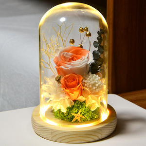 ดอกไม้สดขายส่ง กุหลาบนิรันดร์ในโดมแก้ว ดอกไม้ประดิษฐ์ทำมือ พร้อมไฟ LED สำหรับวันขอบคุณพระเจ้า วันวาเลนไทน์ วันปีใหม่ ราคาโรงงาน - Product Image 2
