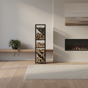 Porta Leños Minimalista <span class=keywords><strong>de</strong></span> Estilo Japonés en Forma <span class=keywords><strong>de</strong></span> Corazón, Ahorra Espacio, Acabado en Carbón Mate - Product Image 6