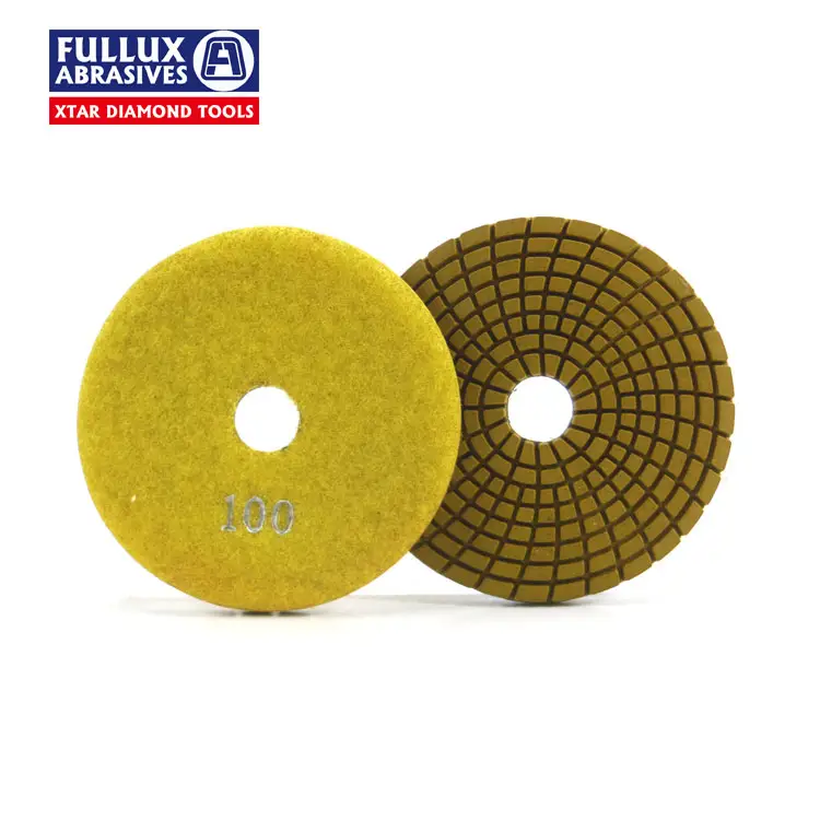 Wet Use Yellow Turbo Type Flexible Granite Marble Polishing Pads For Pad Polished Diamonds