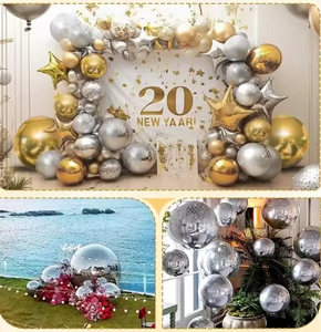 Ensemble de boules miroir gonflables dorées, réutilisables, grandes boules disco, ballons brillants en PVC, décoration d'événements, grandes boules brillantes pour les fêtes - Product Image 6