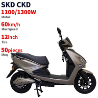 Scooter électrique longue distance CKD SKD 12 pouces 1100/1300W 60 km/h, moto électrique sportive pour adultes