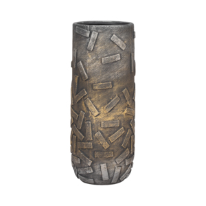 Vaso in Ceramica Moderno con Texture, Cilindrico a Strati con Finitura Metallica, Decorazione per Soggiorno, Elemento d'Arredo - Product Image 3
