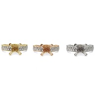 Trendiger 18K Weißgold X-förmiger Halbmontierter Ring mit Mehrreihigem Diamantband, Maßgefertigte Verlobungsfassung, Geschenk für Ehefrau zum Geburtstag
