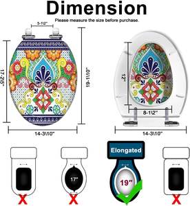 Asiento de inodoro alargado de resina inspirado en la <span class=keywords><strong>Talavera</strong></span> mexicana con bisagras de cierre silencioso y fácil instalación en stock - Product Image 5