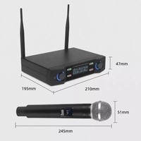 Microphone sans fil VHF double portable CE FCC PSE V8 avec récepteur 2 canaux, micro professionnel pour discours et interview