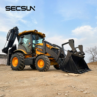 Loader Backhoe Roda 4x4 2.5 Ton Langsung dari Pabrik Cina, Excavator Loader dengan Pilihan Bucket 6 in 1